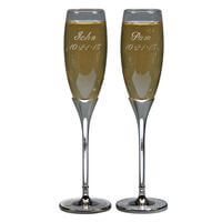 PAIR OF PERSONALIZED GLITTERED/SPARKLING TOASTING FLUTES
